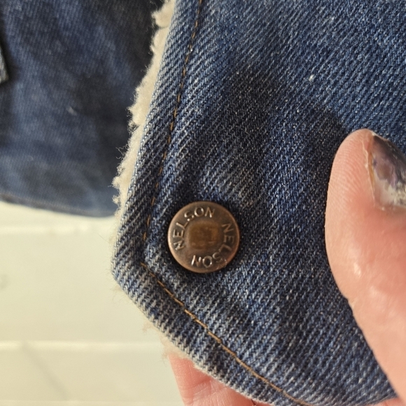 Vtg 70s Nelson blue jean denim fleece shearling vest - Picture 9 of 11